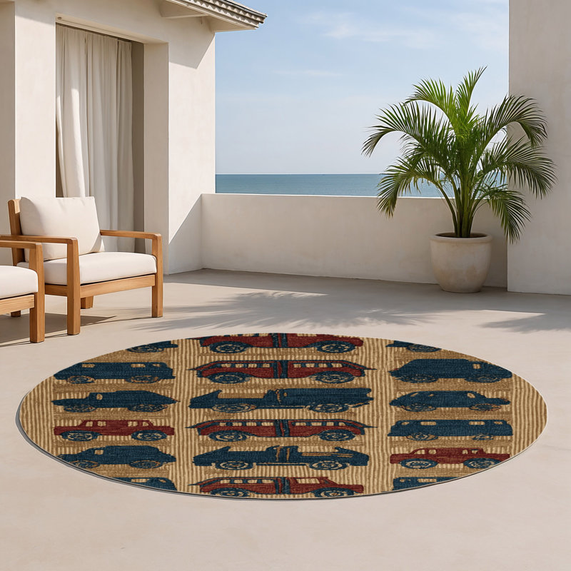 Tapis intérieur et extérieur mauve Transport, Rond 5 pi