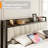 Upholstered Linen Bookcase Bed with Shelves-246066621