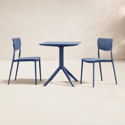 Farrah Square Stackable Plastic 3-Piece Patio Dining Set
