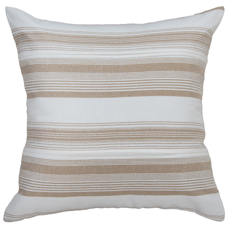 Cotton/Polyester Blend Down Filled Throw Pillow, White/Beige, Polyester