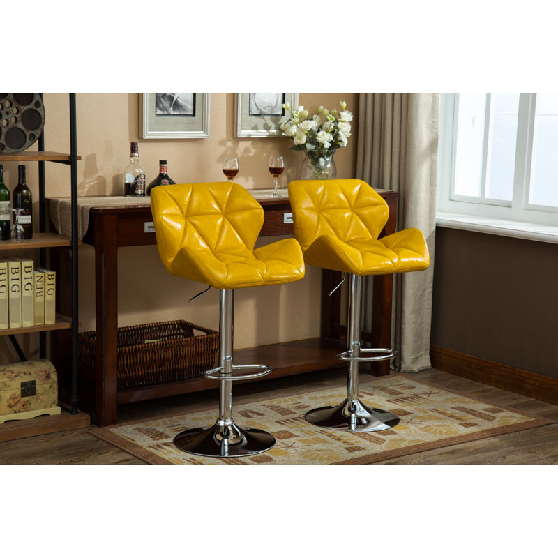 Tabourets de bar contemporains jaunes, de 2 - Siège en cuir synthétique réglable en hauteur avec 2 tabourets de repose-pieds et pour un confort époustouflant