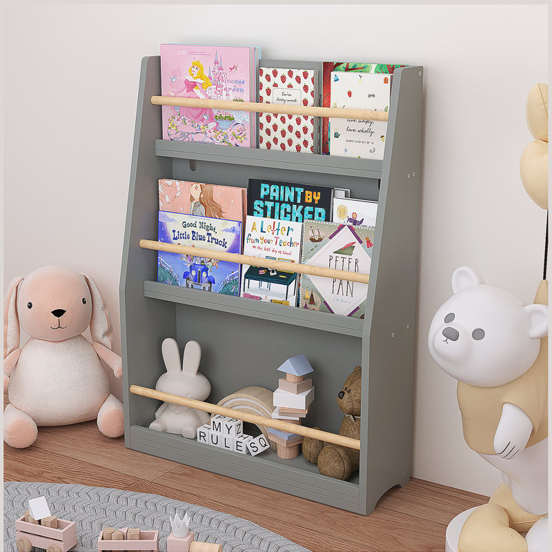 3 Tier Kids Book Shelf,Kids Book Rack, Gray