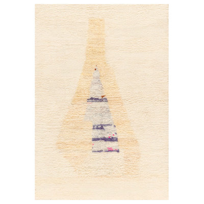 Modern One-of-a-Kind Rectangle 5'2" X 7'8" New Age Wool Area Rug in Beige/Purple/Yellow