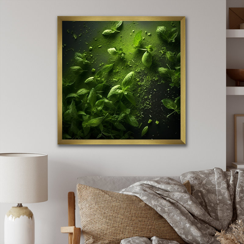 «Natures Herbal Hush» sur toile, Cadre doré simple, H 30 po x l 30 po x P 1 po