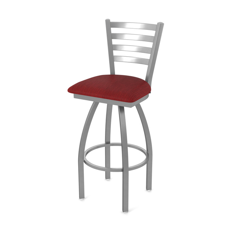 Jackie Swivel Stool, Stainless, Extra Tall (36" Seat Height), Fabric-Graph Ruby