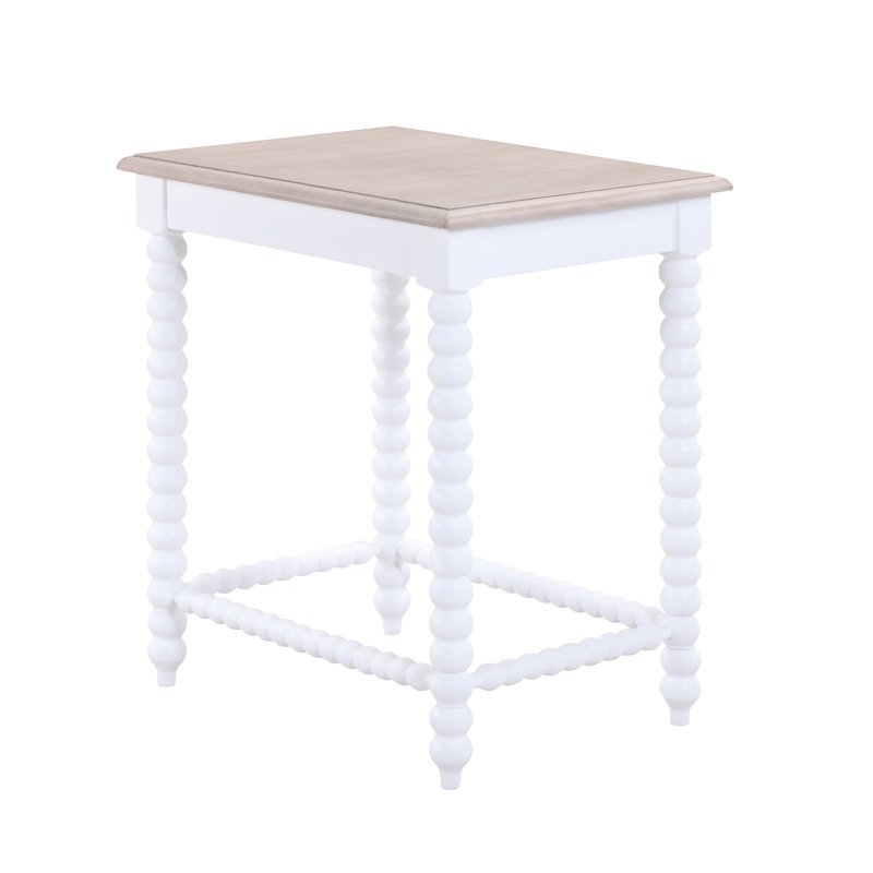 Evvie White and Natural Square End Table