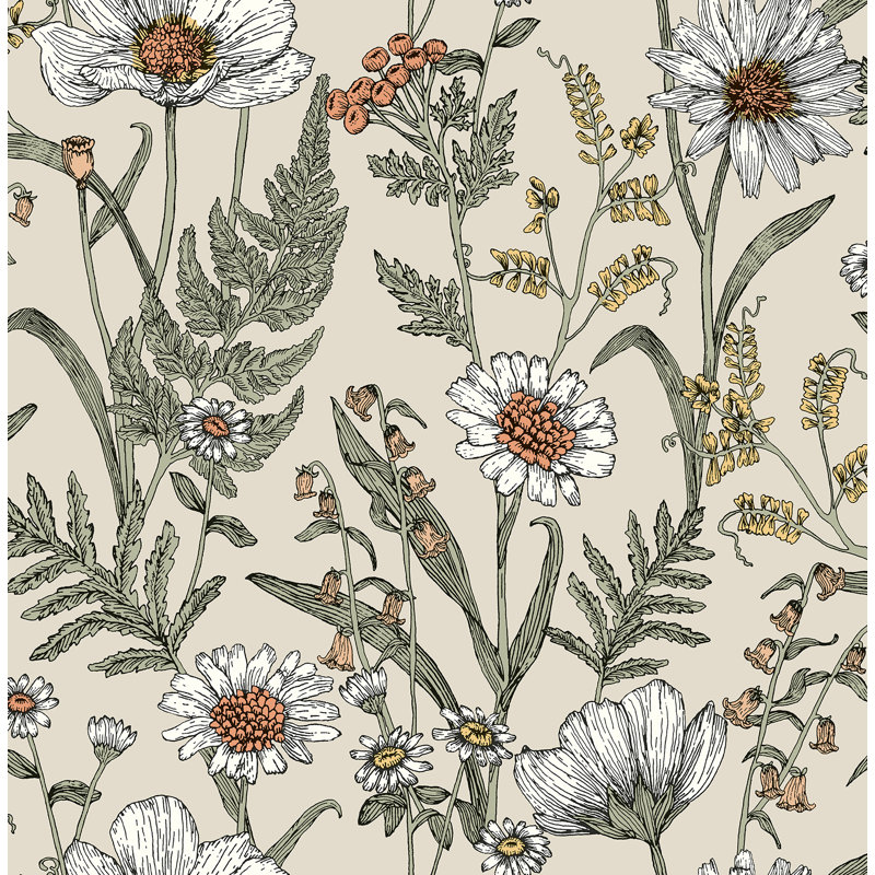 Papier peint adhésif Spring Meadow, Crème