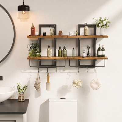Paquet de 2 tablettes flottantes murales modernes de 15 po x 5,3 po x 15,74 po à fixation murale en métal, pour le salon, la chambre à coucher, la cuisine et la salle de bain