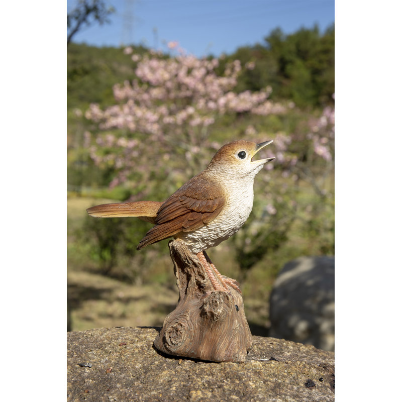 Brown Resin Motion Activated Singing Nightingale Statue