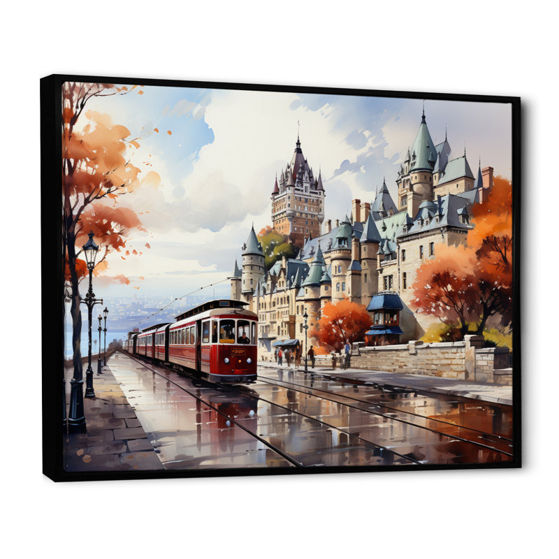 Ville touristique de Québec III, H 12 po x l 20 po x P 1 po, Cadre flottant noir