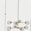 Luminaire suspendu en métal 8 lumières, avec ampoules sphériques, doré / transparent, voir ci-dessous