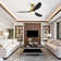 Loritta 52'' 3 - Blade Large Indooor Ceiling Fan With Light Kit and Remote, 3 LED Colors, 6 Speed Noiseless DC Motor, Timer