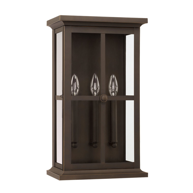Lanterne murale d’extérieur 3 lumières Hemsworth, 20" H x 11,5" L x 7" P, Noir