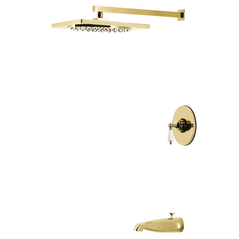 Robinet de baignoire et douche à pression équilibrée Kingston, Polished Brass