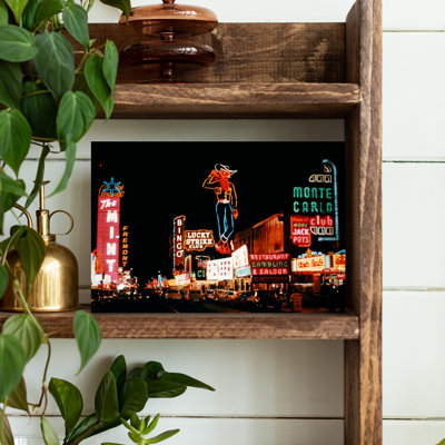 1950s COLORFUL NEON SIGNS LIGHT DOWNTOWN NIGHTLIFE ALONG FREMONT STREET LAS VEGAS NEVADA USA by Lanks - Wrapped Canvas Print