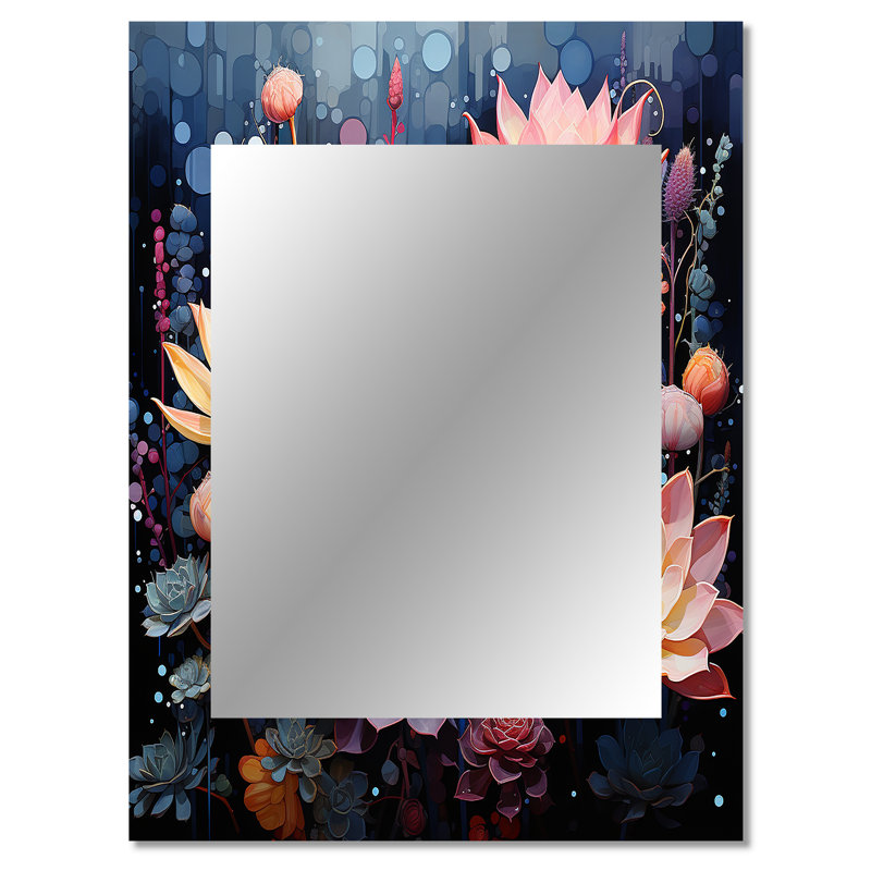 Pink Succulent Pink Serenade II - Succulent Wall Mirror, Traditional Decorative Mirror, Printed Metal Art, 40" x 30"