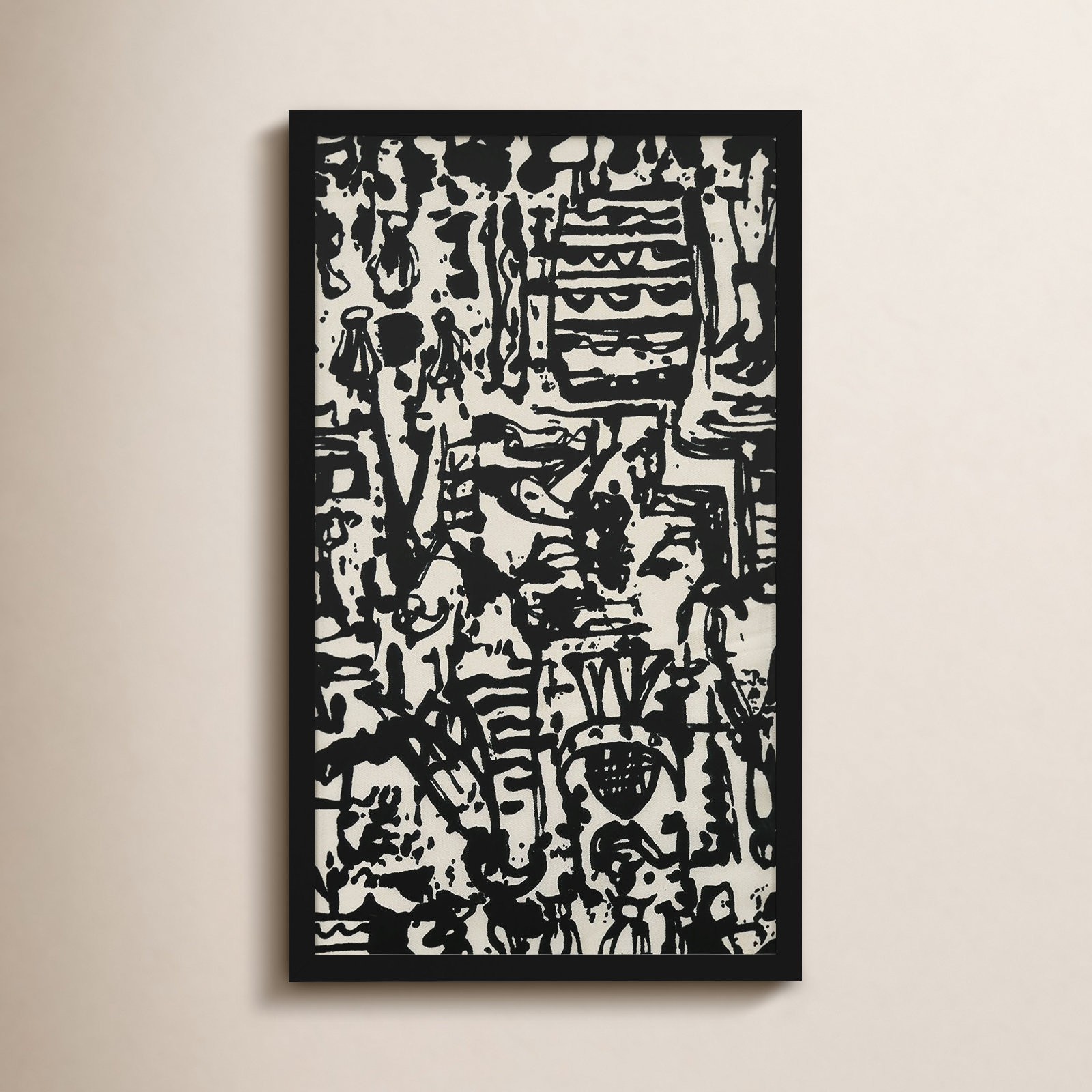 Graphic Mod Abstract II Print, Black, 27" H x 16" W