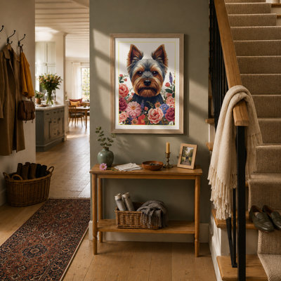 Terrier in Bloom Botanical - Framed Print