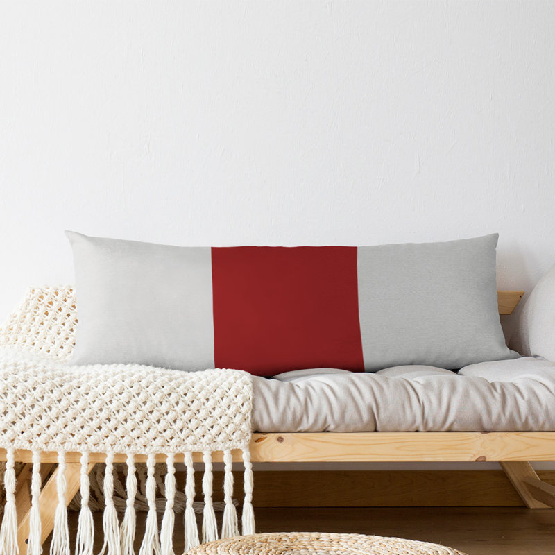 Abel Polyester Medium Pillow, White/Red Middle