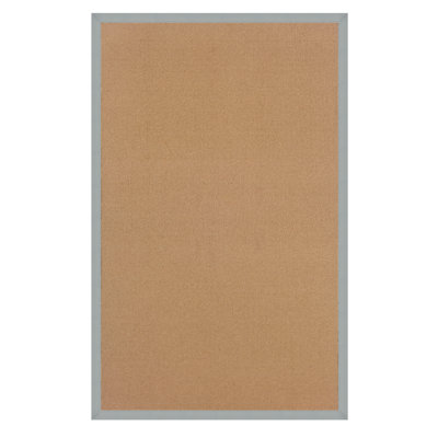 Tapis berbère beige foncé fait à la main avec bordure en coton bleu glacier Nannette