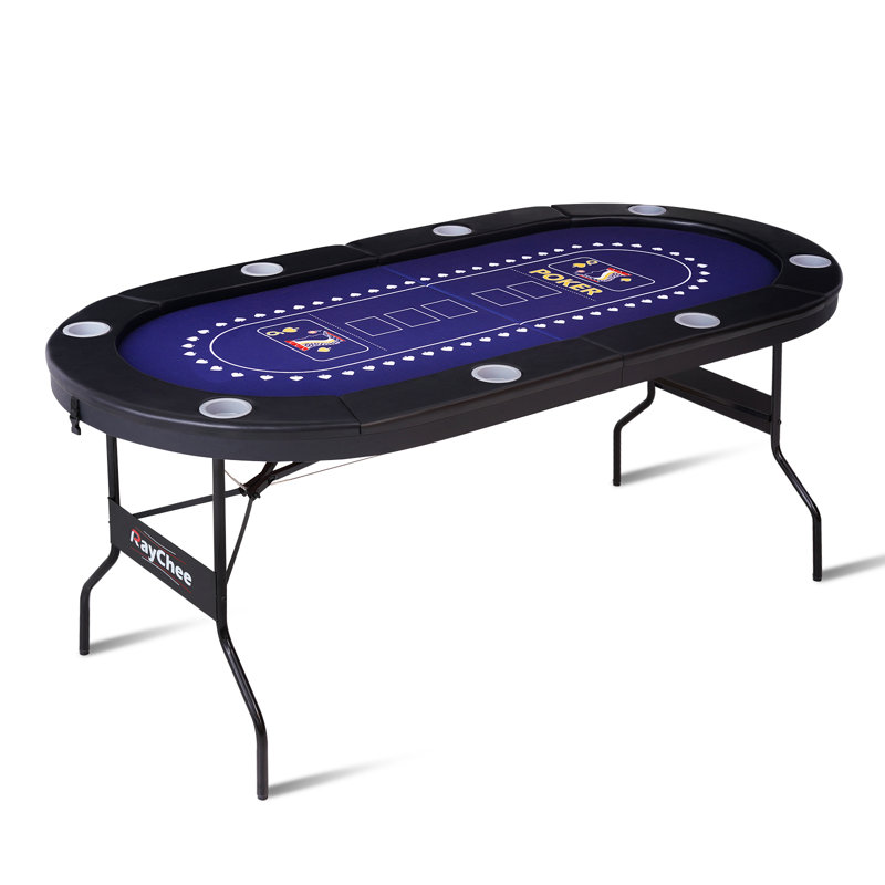 Raychee 71" Folding Poker Table Sturdy Structure With Comfortable Armrests & Cup Holders 