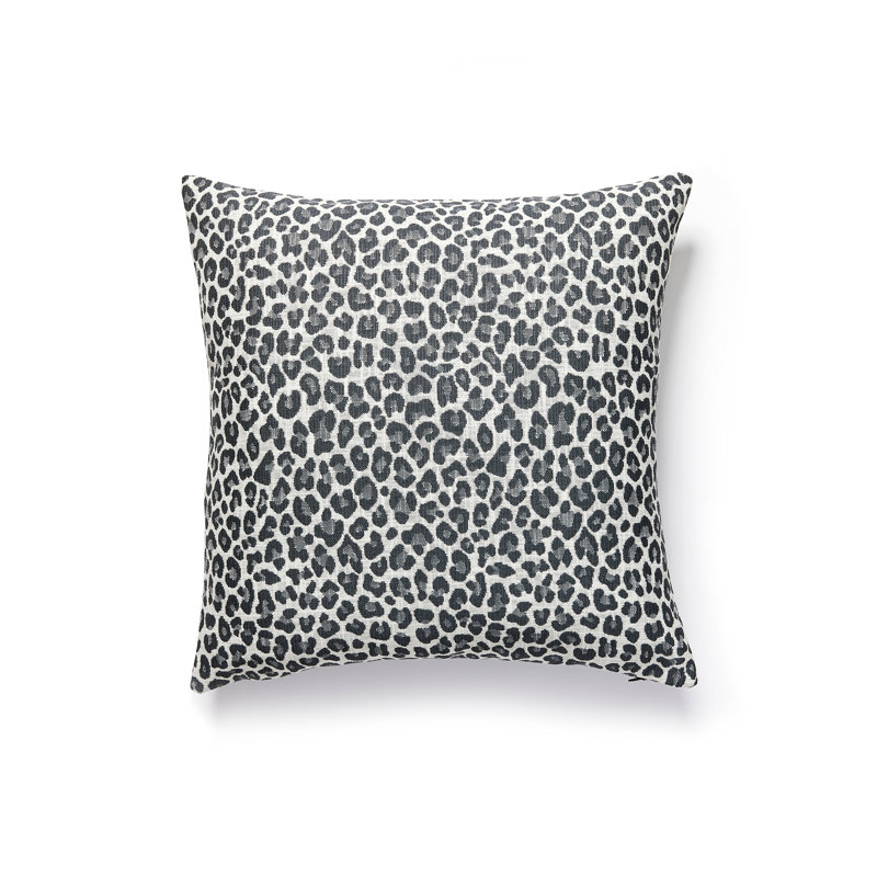 Backyard Bengal Animal Print Square Indoor / Outdoor Pillow Cover & Insert, Slate