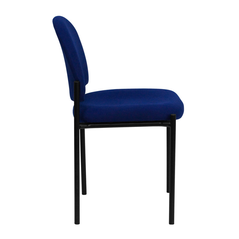 Comfort Stackable Steel Side Reception Chair, Without Arms, Navy Fabric