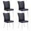 Minimalist Dining Chairs, Black PU Leather Curved Backrest And Seat Cushions