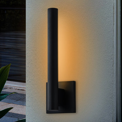 1-light Matte Black Dimmable Led Outdoor Wall Light