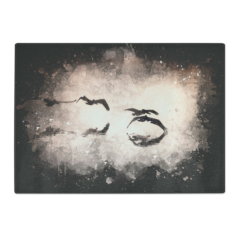 Tempered Glass a Flock of Pelicans Paint Splash Chopping Board, 20 cm x 28.5 cm