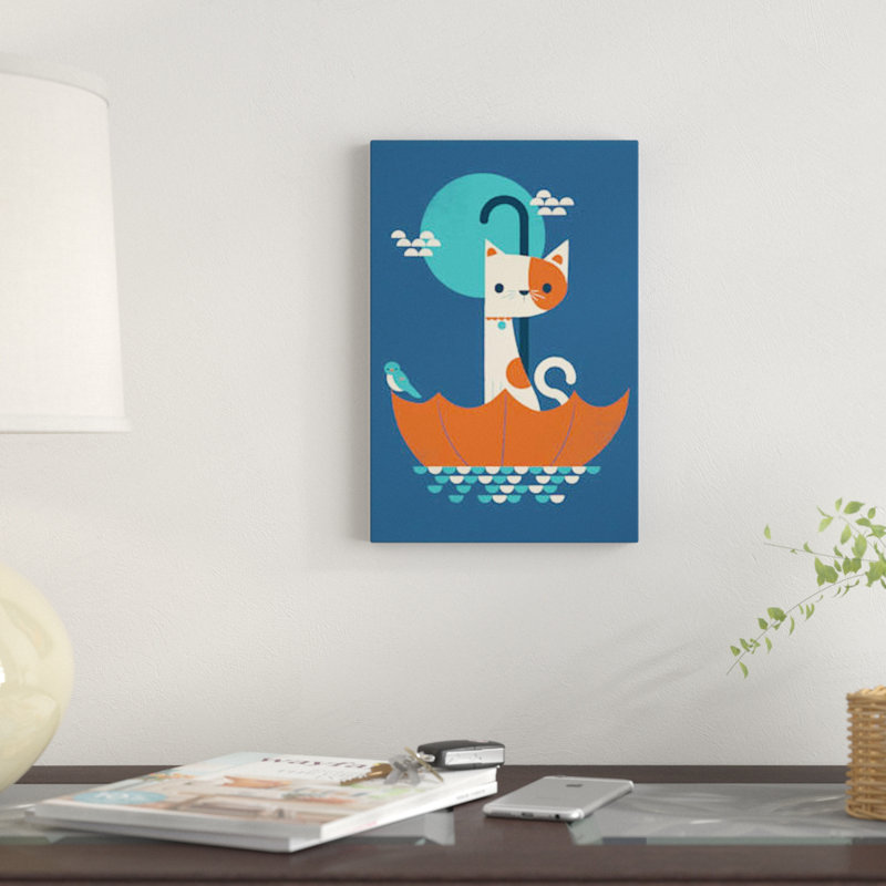 «Cat in Umbrella», impression sur toile tendue, H 18 po x l 12 po x P 1,5 po, Toile tendue