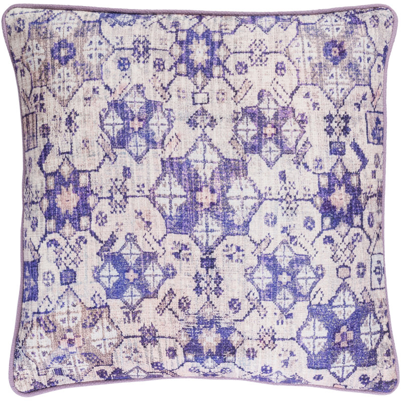 Roxana Geometric Cotton Throw Pillow, 22" H x 22" W x 4" D, Pale Pink/Purple/Violet/Pale Blue/Gray/Lilac