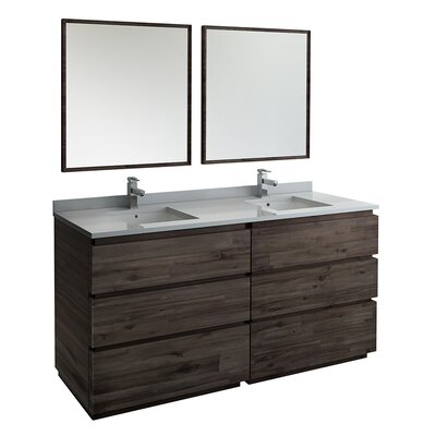 Loon Peak Formosa 72"" Free-Standing Double Sink Bathroom Vanity Set with Mirror (Faucet Not Included) -  Fresca, FVN31-3636ACA-FC