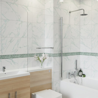 Tawnya 800mm W x 1400mm H Pivot Semi-Frameless Bath Screen with Clear Glass