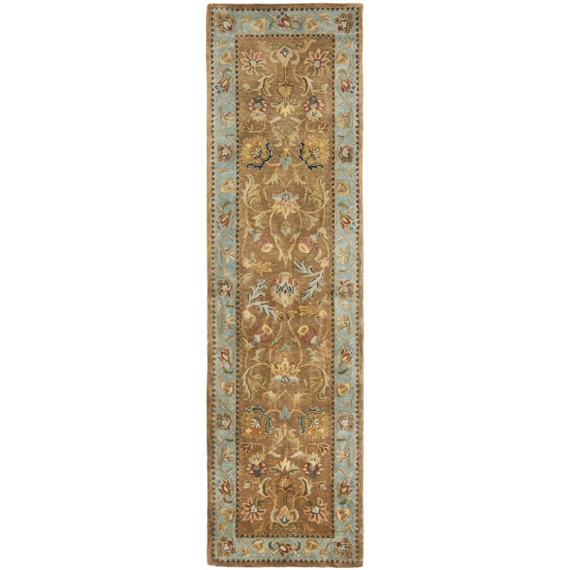 Tapis oriental en laine touffeté à la main Molter Bergama, Tapis de couloir 2 pi 3 po x 10 pi
