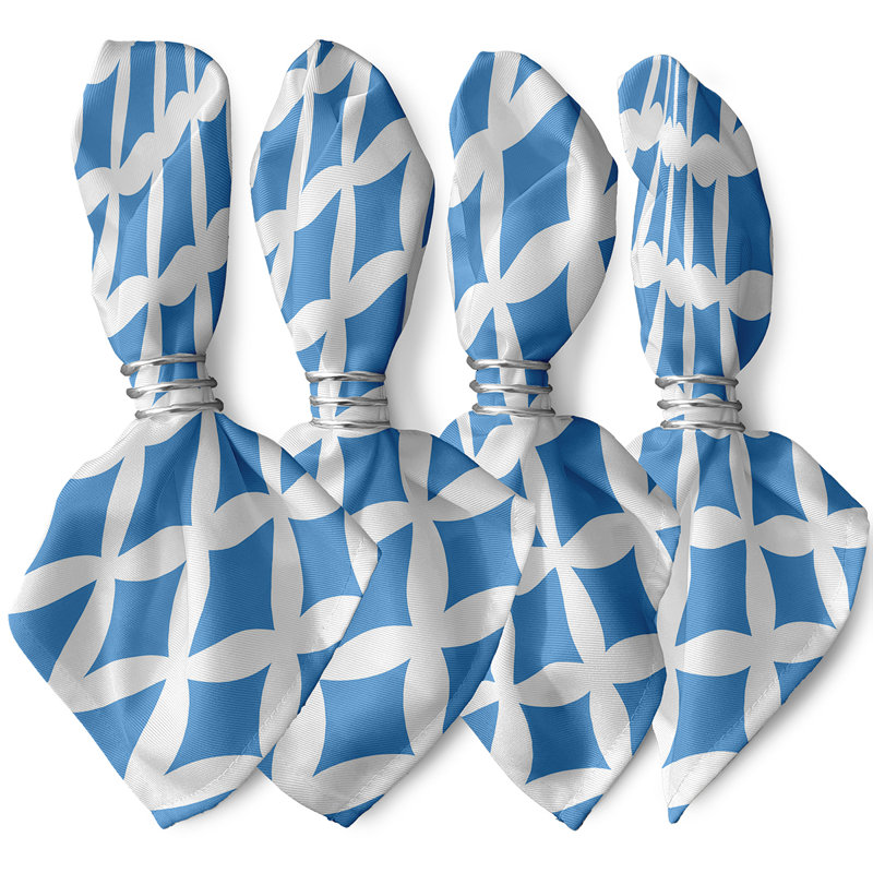 Ensemble de serviettes géométriques 4 pièces Keshawn, L 18 po x L 18 po, Bleu