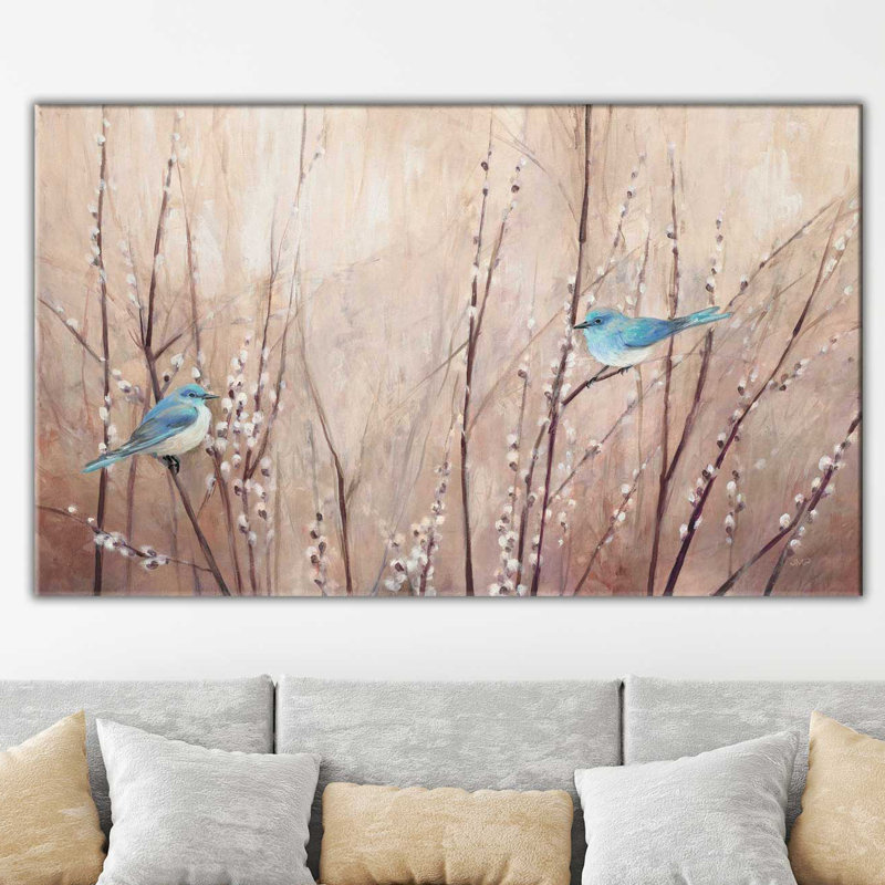 «Pretty Birds», reproduction de peinture acrylique sur toile, H 28 po x l 48 po x P 1,5 po, Toile tendue