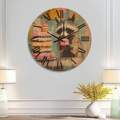 Horloge murale de cuisine Sweet Macaron Bandit, grande taille, imprimée sur bois