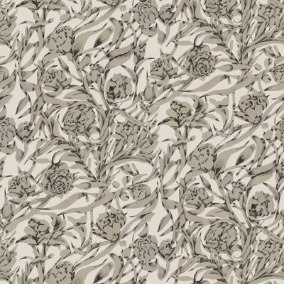 Wandervine - Newsprint Beige Botanical Wallpaper