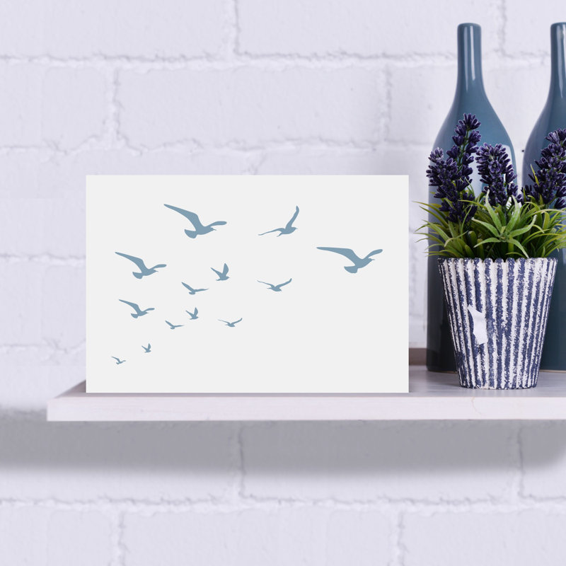 Seagulls White Background - Print, 30.48 cm H x 45.72 cm W