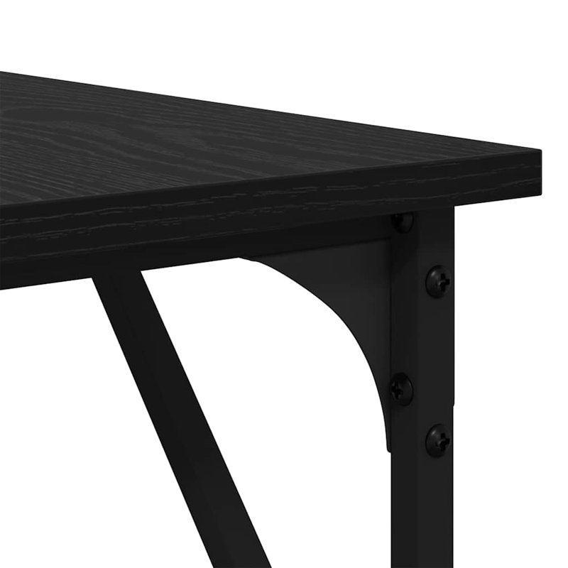 L-Shaped Metal Base Computer Desk, 75cm. H x 149cm. W x 149cm. D, Black Oak