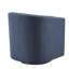 Fauteuil pivotant bleu, avec un élégant clou argenté et un rembourrage en mousse à base noire en métal