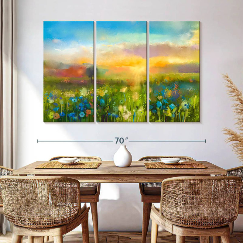 Alvord, fleurs sauvages, pré, coucher de soleil, H 42 po x l 65 po