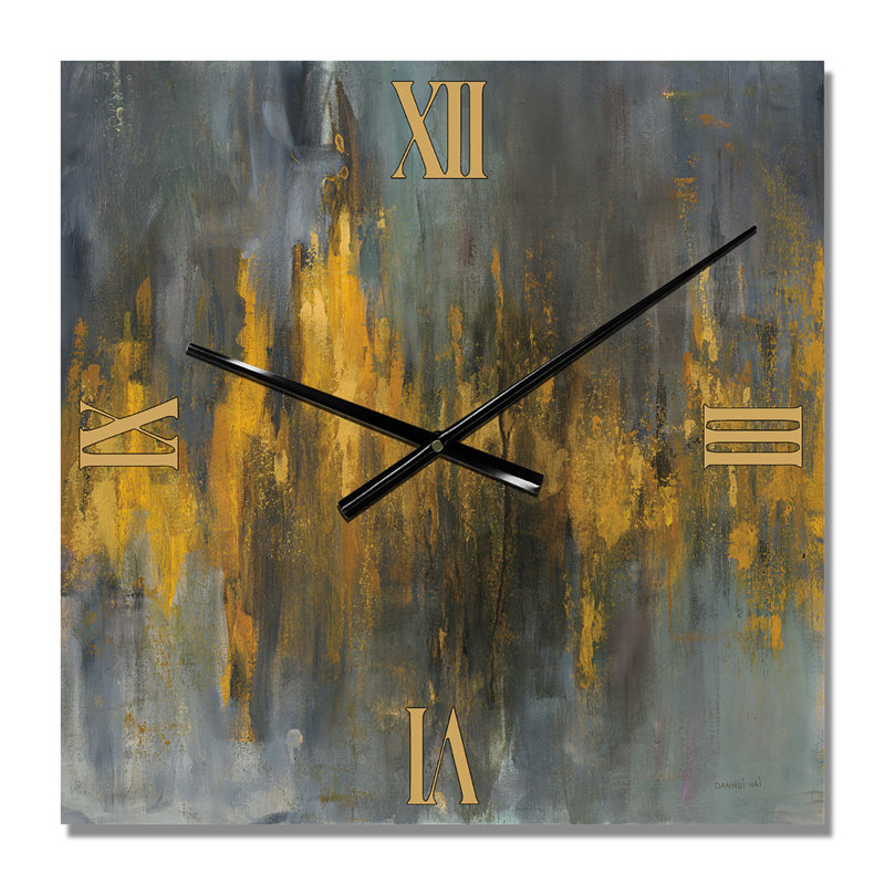 Horloge murale moderne noire et dorée abstraite, Grand
