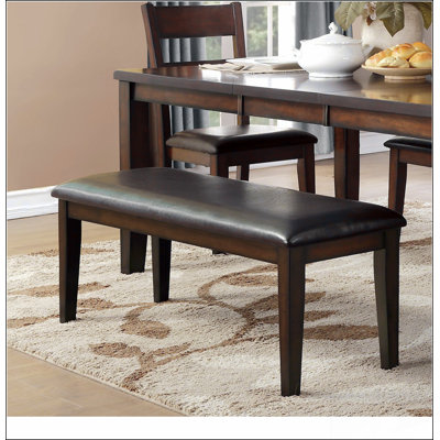 Classic Cherry Finish Wood Frame Bench 1pc Fabric Upholstered Seat Dining Furniture