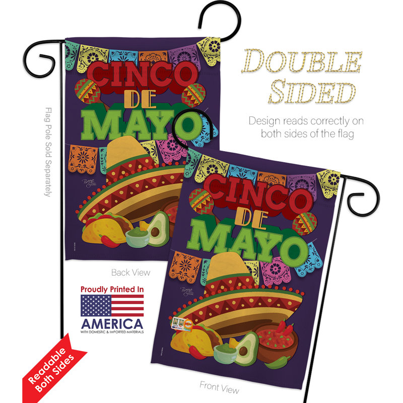Double Sided 18.5'' H x 13'' W Polyester Cinco De Mayo Flag Set