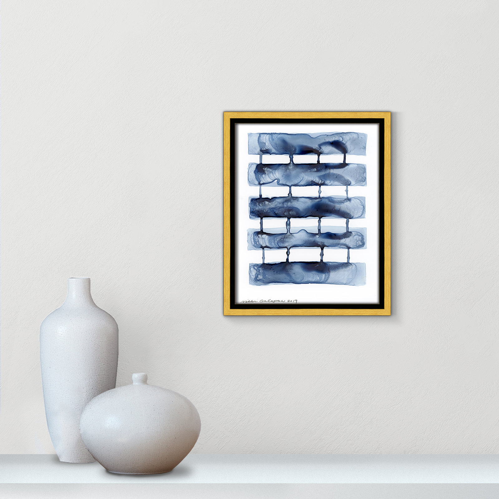 Stitched Together I by Nikki Galapon - Solid Wood Rectangle Print Single Piece Item on Canvas, Gold Framed Canvas