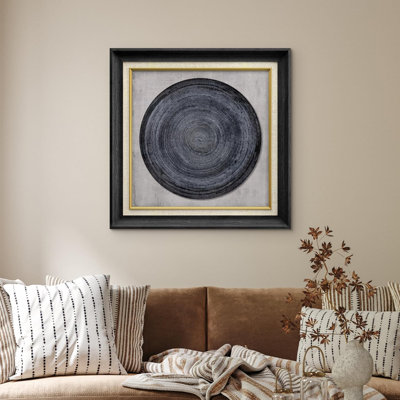 " Black & Blue Abstract Geometric Circle Stroke Boho Mid-century "