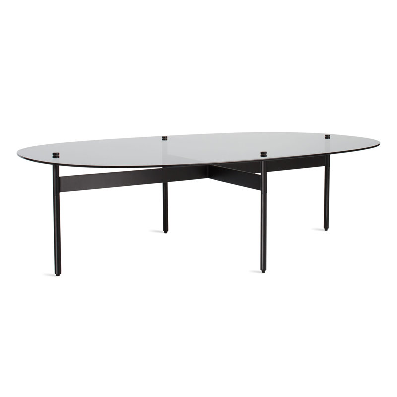 Table basse Flume Swoval, Fumée / noir, H 14 po x l 47 po x P 31 po
