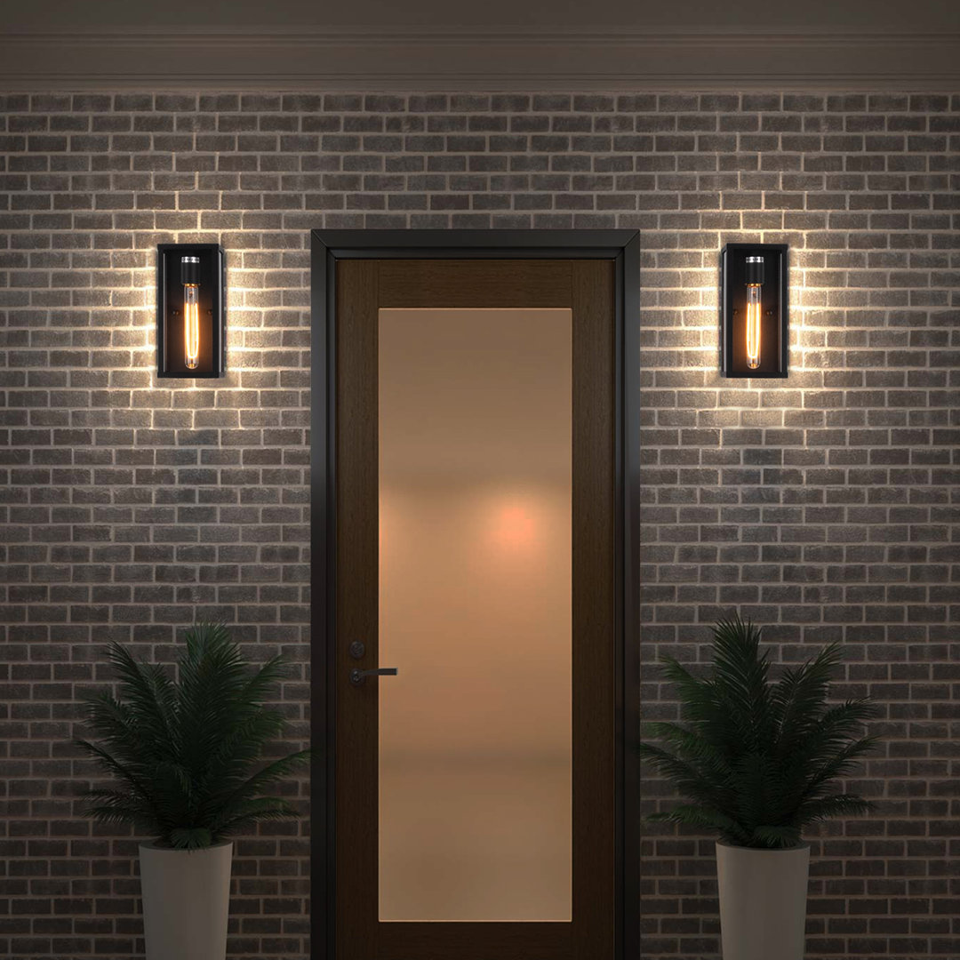 Brystol 10" Classic Outdoor Wall Sconce 1 Light in Matte Black (Set of 4) 17 Stories